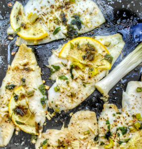 Mediterranean Baked Sole with Greek Ladolemono Dressing