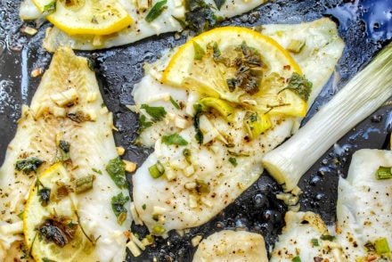 Mediterranean Baked Sole with Greek Ladolemono Dressing