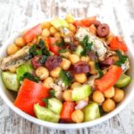 Five Minute Colorful Mediterranean Salad with Sardines and Chickpeas