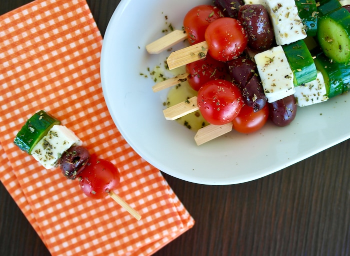 Greek salad skewer appetizer