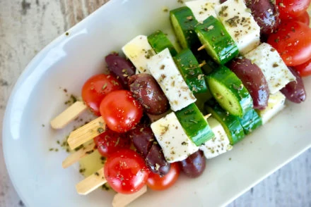 Greek salad skewer appetizer