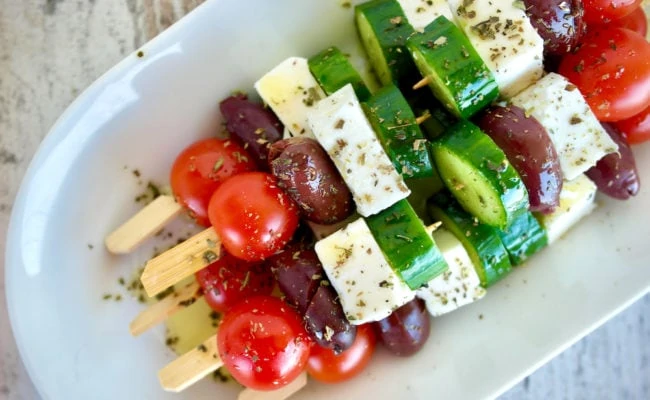 Greek salad skewer appetizer