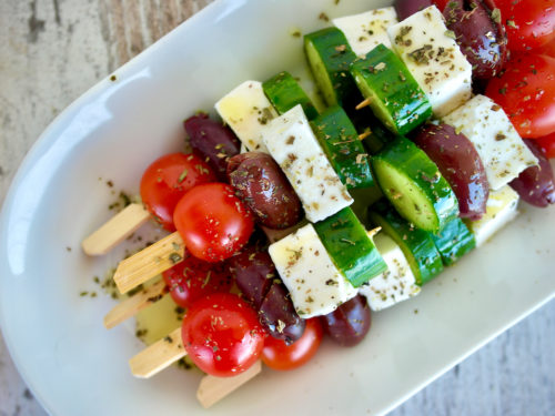 Greek Salad Skewers - Olive Tomato