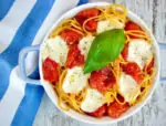 Baked Pasta with Sauteed Cherry Tomatoes and Fresh Mozzarella