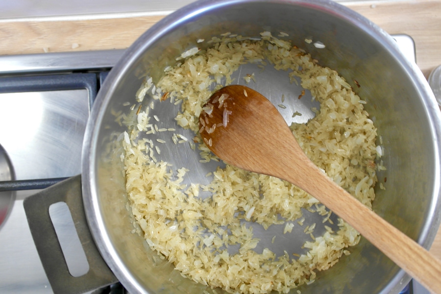 AUTHENTIC GREEK LEMON RICE in a pot