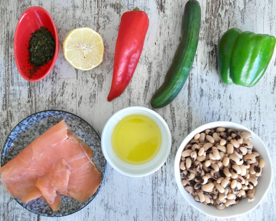 Colorful Black-Eyed Pea Salad with Smoked Salmon