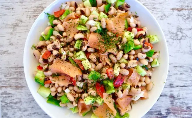 Colorful Black-Eyed Pea Salad with Smoked Salmon