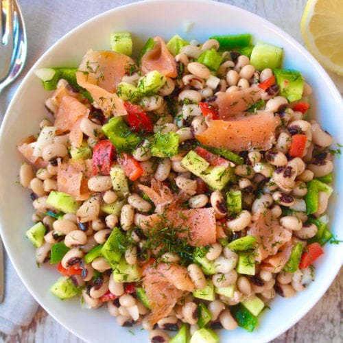 Colorful Black-Eyed Pea Salad with Smoked Salmon