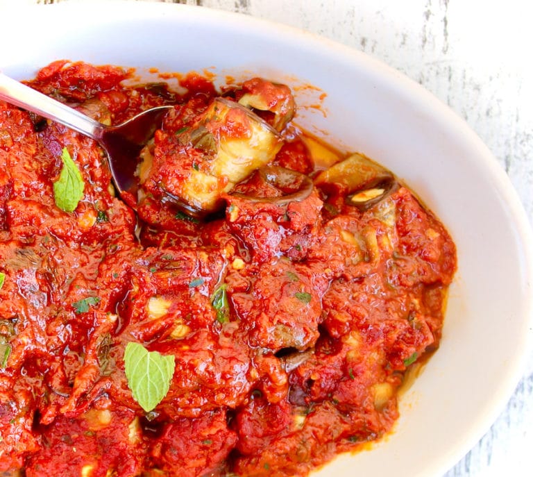 GREEK EGGPLANT ROLLS WITH FETA AND RICH TOMATO SAUCE
