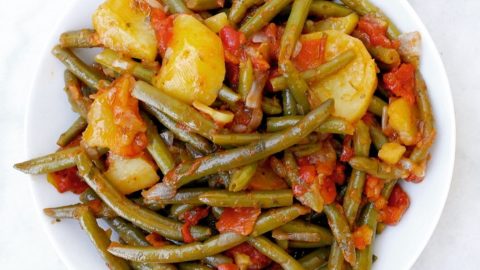 Greek green beans Fasolakia lathera
