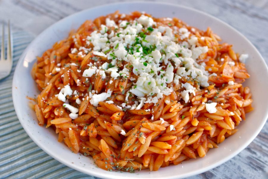 Warm Greek Orzo with Feta and Tomato