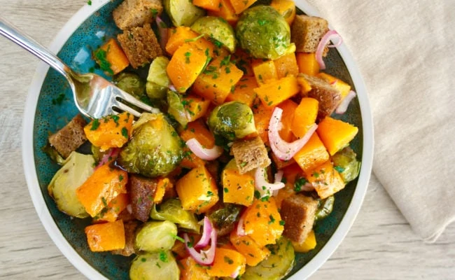 Warm Roasted Brussels Sprouts and Squash Salad