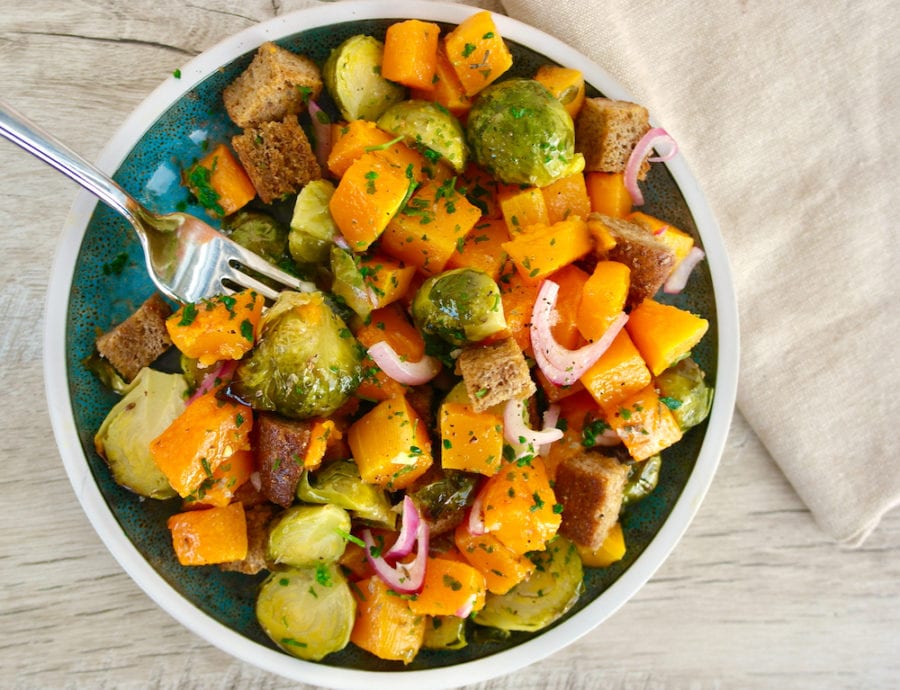 Warm Roasted Brussels Sprouts and Squash Salad