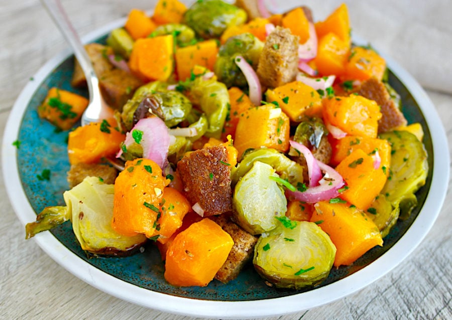 Warm Roasted Brussels Sprouts and Squash Salad