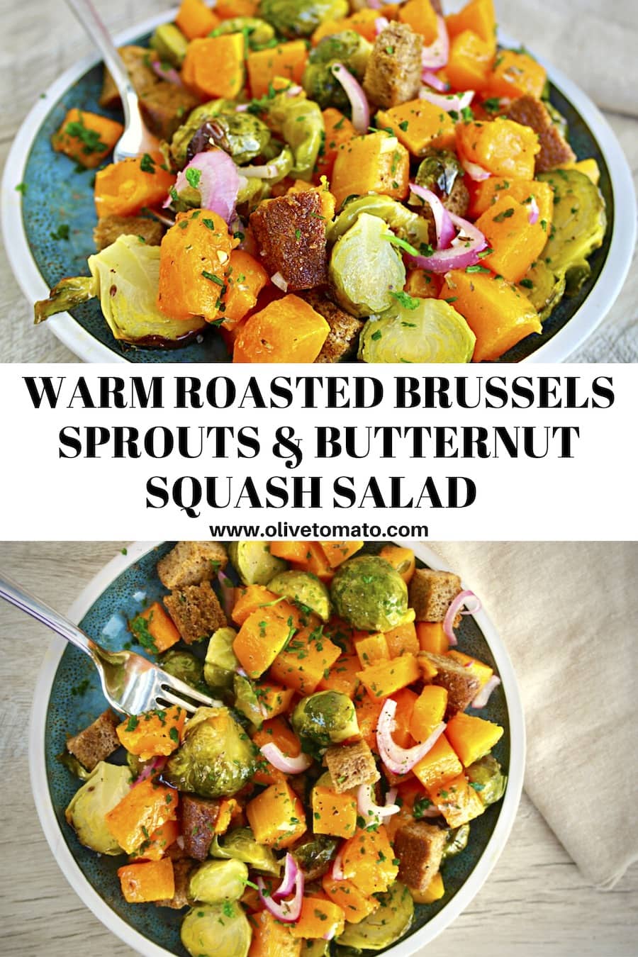 Roasted Brussels Sprouts and Butternut Squash Salad - Olive Tomato