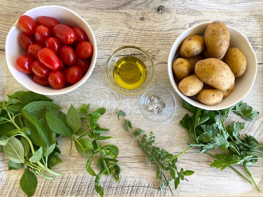 Mediterranean Potato Salad with Herbs and Tomatoes Ingredients