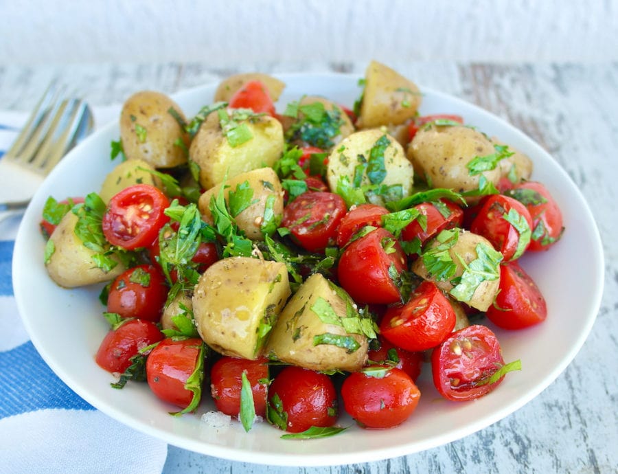 Mediterranean Potato Salad with Herbs and Tomatoes