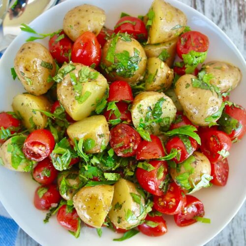 Mediterranean Potato Salad with Fresh Herbs and Tomatoes