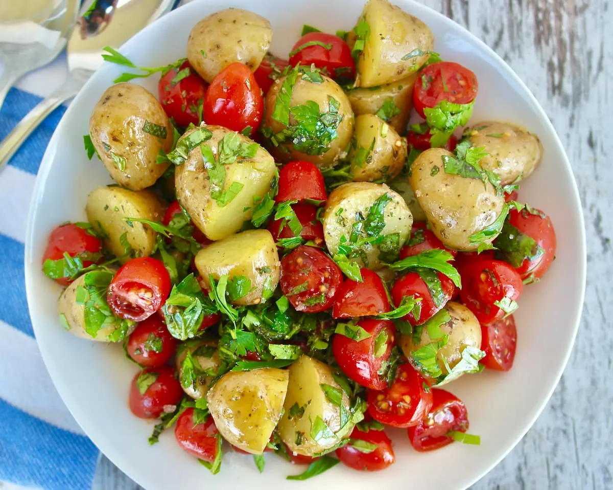 Mediterranean Potato Salad with Fresh Herbs and Tomatoes