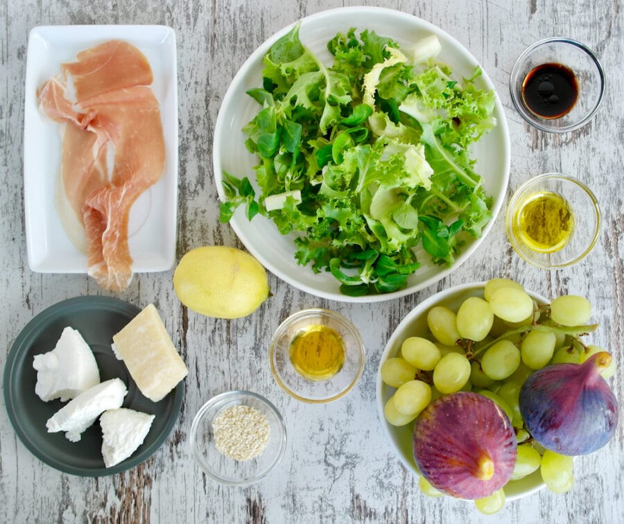 Mediterranean Fresh Fig and Greens Salad with Whipped Ricotta