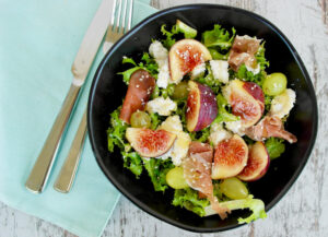 Mediterranean Fresh Fig and Greens Salad with Whipped Ricotta