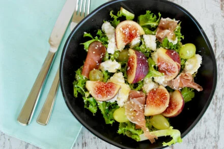 Mediterranean Fresh Fig and Greens Salad with Whipped Ricotta