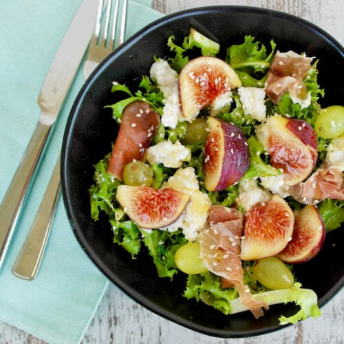 Mediterranean Fresh Fig and Greens Salad with Whipped Ricotta