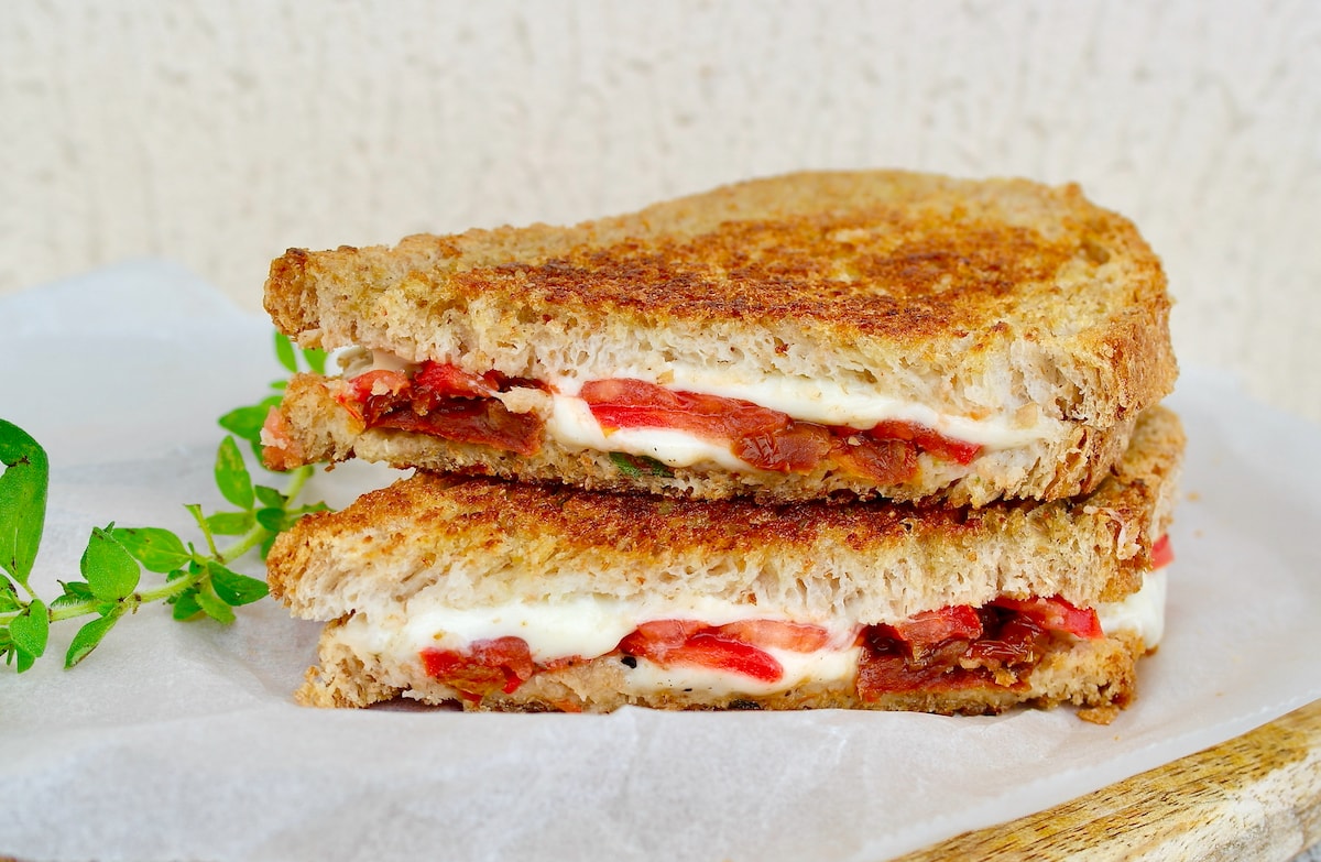 Mediterranean Grilled Tomato Mozzarella Sandwich Olive Tomato