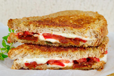 Mediterranean grilled mozzarella sandwich