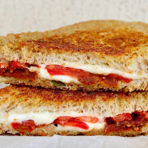 Mediterranean grilled mozzarella sandwich