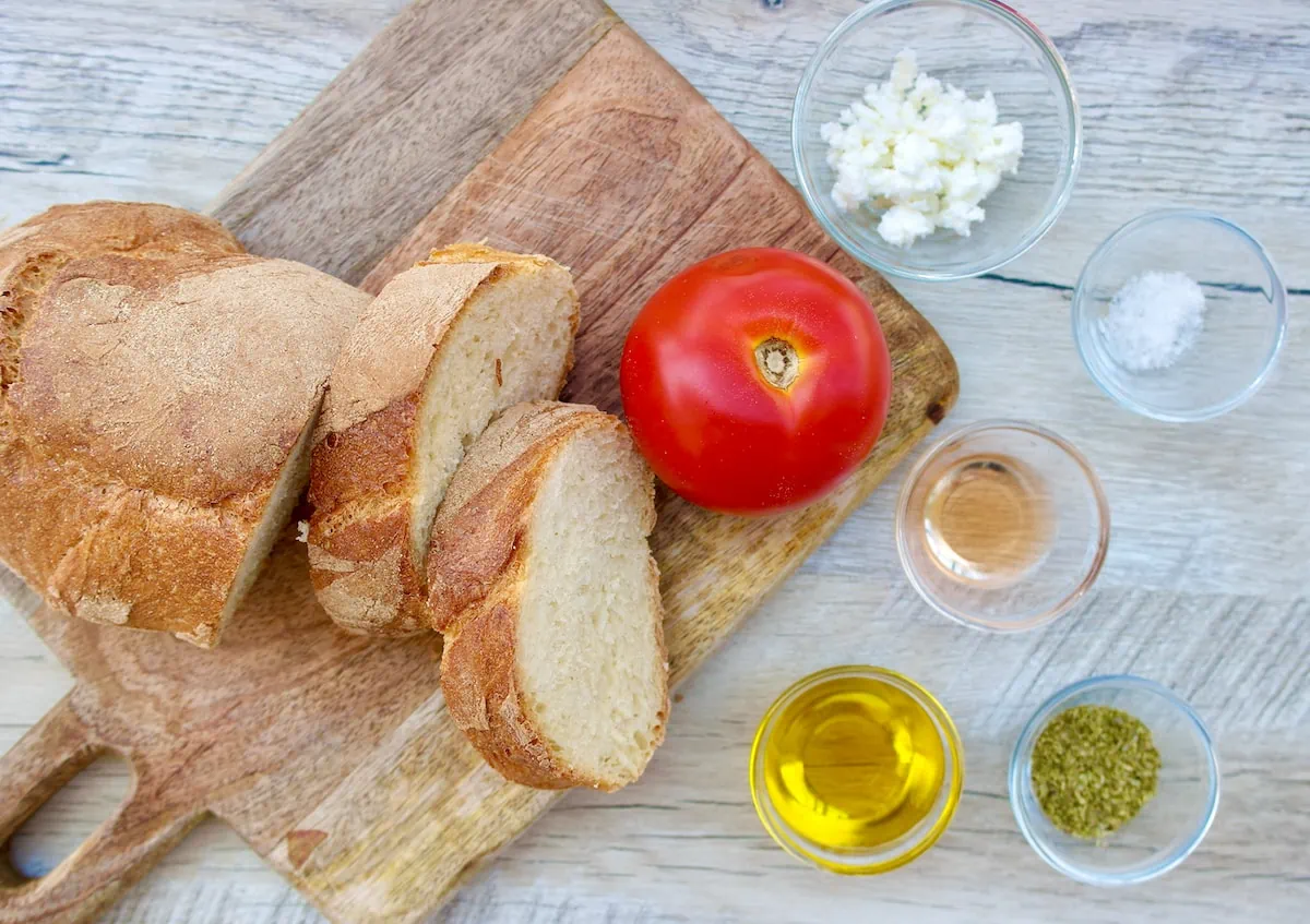 Greek Tomato and Feta Toast Ingredients