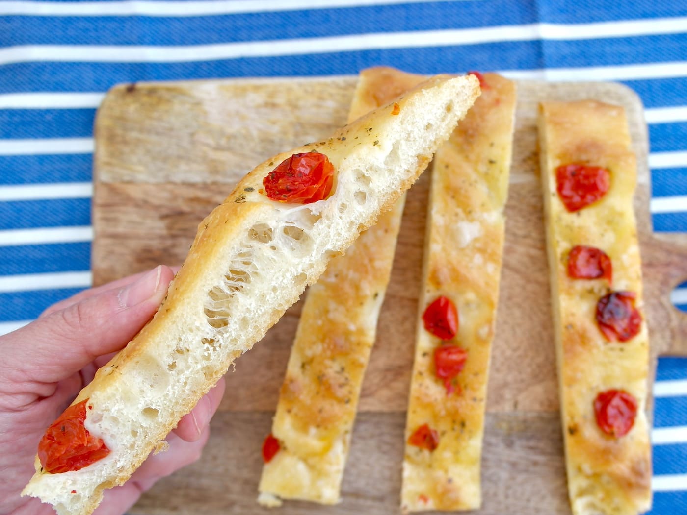 Easy Focaccia with cherry tomatoes