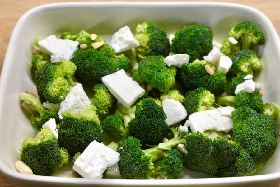 Roasted Broccoli with garlic and feta
